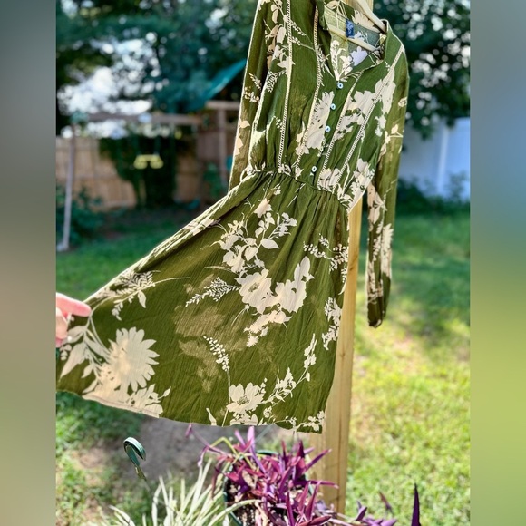 Free People Luna Chix NWT Beautiful dress amazing green and cream dress - Picture 5 of 11